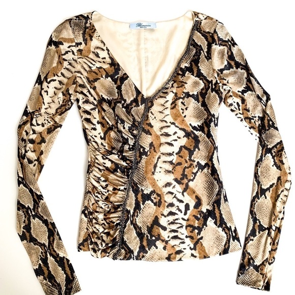 Blumarine Stunning Snakeskin Silk Embellished Top S - Picture 1 of 9